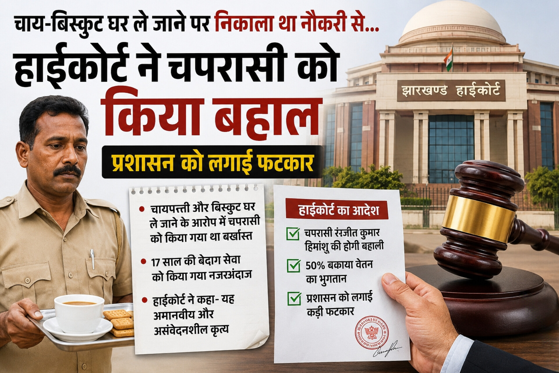 चाय-बिस्कुट घर ले जाना पड़ा भारी, 17 साल की नौकरी गई… हाईकोर्ट ने कहा- ‘यह अमानवीय अन्याय’, चपरासी को किया बहाल