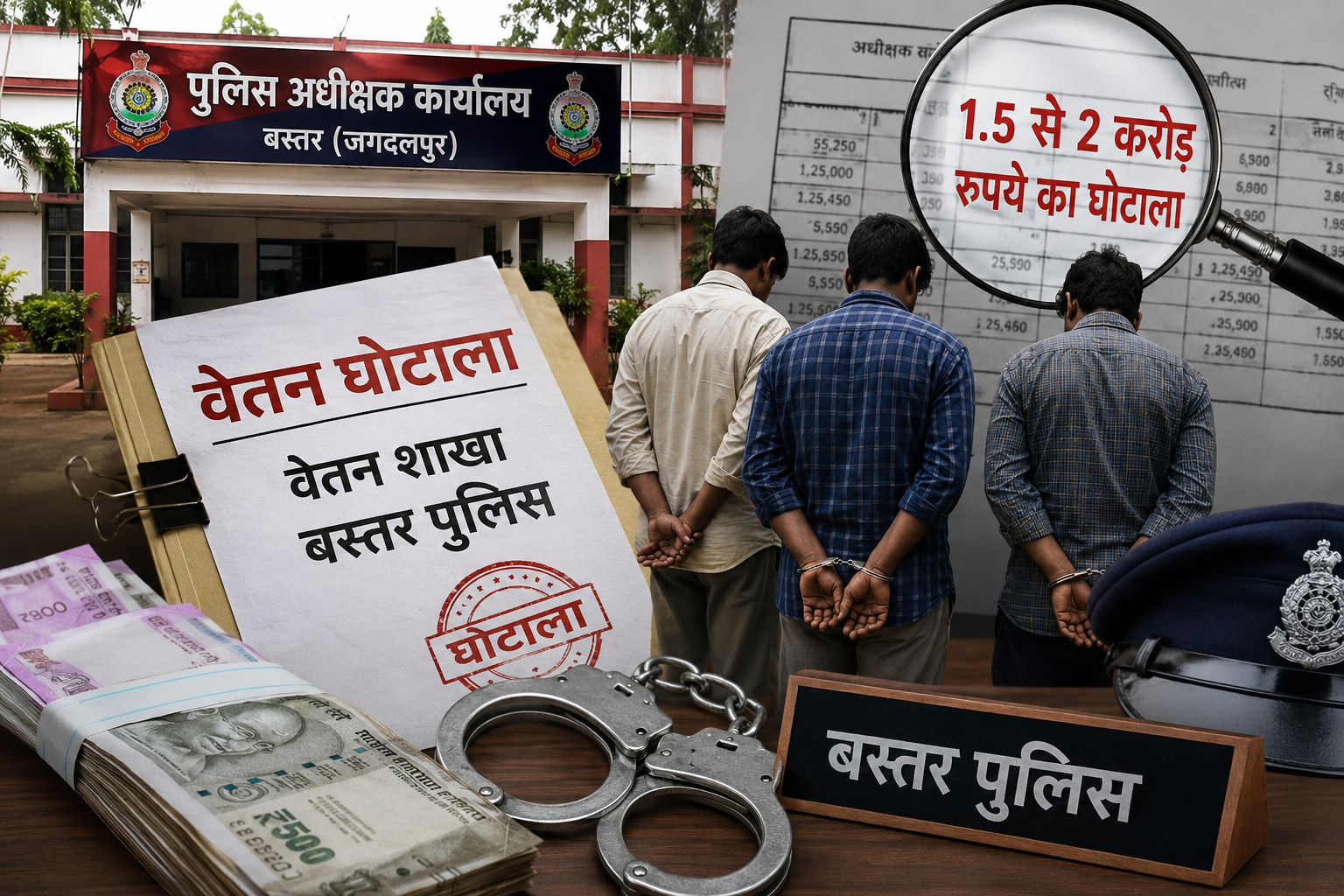 बस्तर पुलिस में करोड़ों का वेतन घोटाला! वेतन शाखा के तीन कर्मचारी गिरफ्तार, जांच में और बड़े खुलासे के संकेत