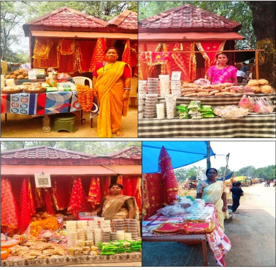 बस्तर में माता हिंगलाजिन मंदिर से पूजा सामग्री बेचकर आत्मनिर्भर बन रहीं बिहान की दीदियाँ